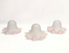 A set of 3 Mid 20th Century glass light shades. 18x11.5cm