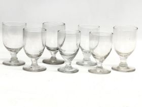 7 19th century Victorian glass rummers. Circa 1850-1900. 10.5cm.
