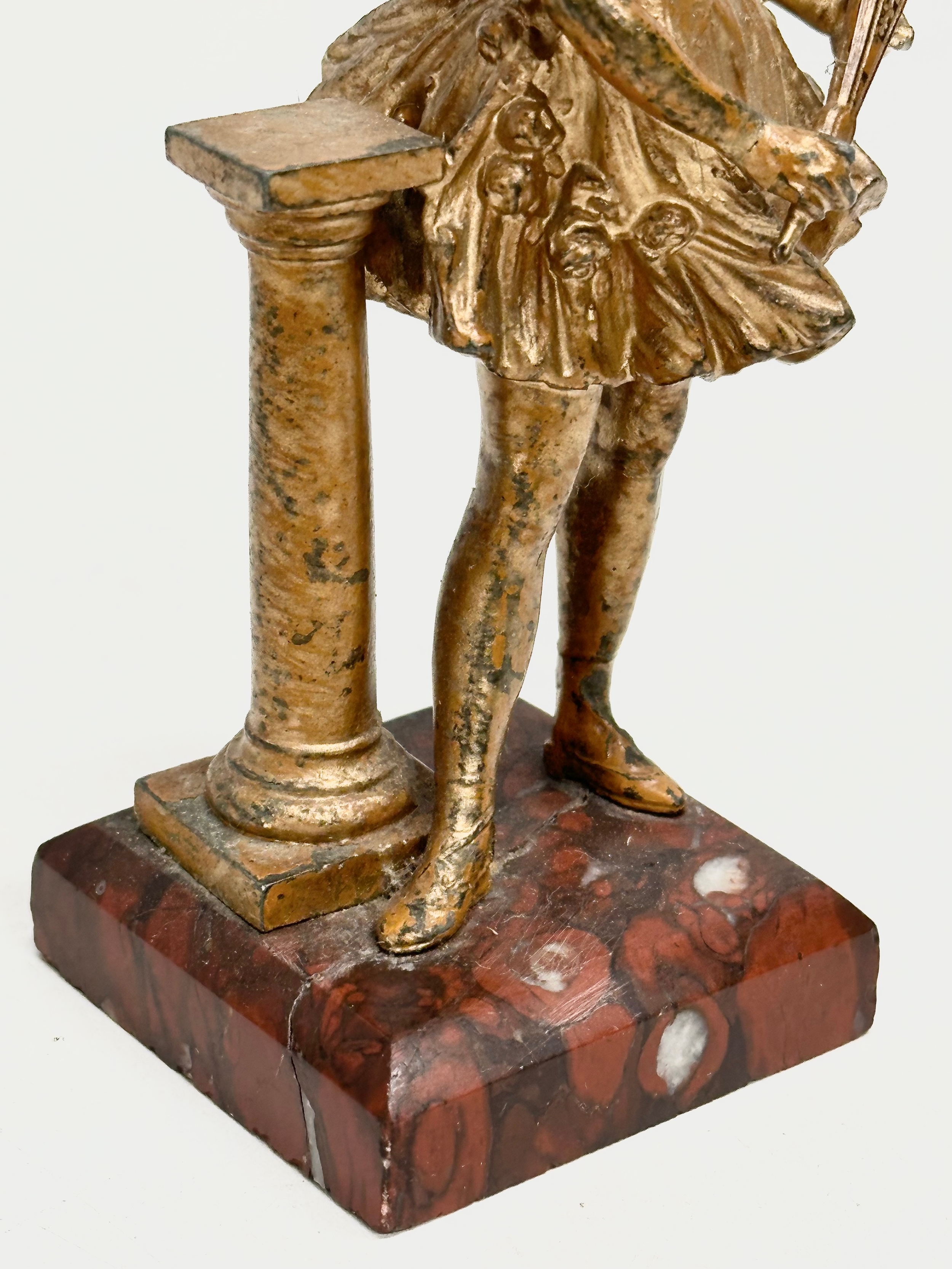 A late 19th century spelter figurine on marble base. 13cm - Image 3 of 4