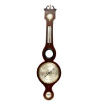 An early 20th century George III style mahogany barometer with later alterations and convex mirror