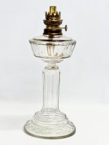 A Late 19th Century French glass oil lamp. 17x41cm