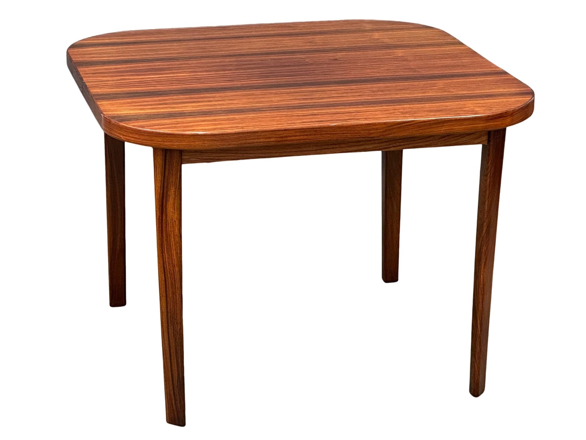 A Danish Mid Century rosewood extending dining table and 4 chairs. Closed 101x101x73cm. 1 leaf - Image 5 of 12