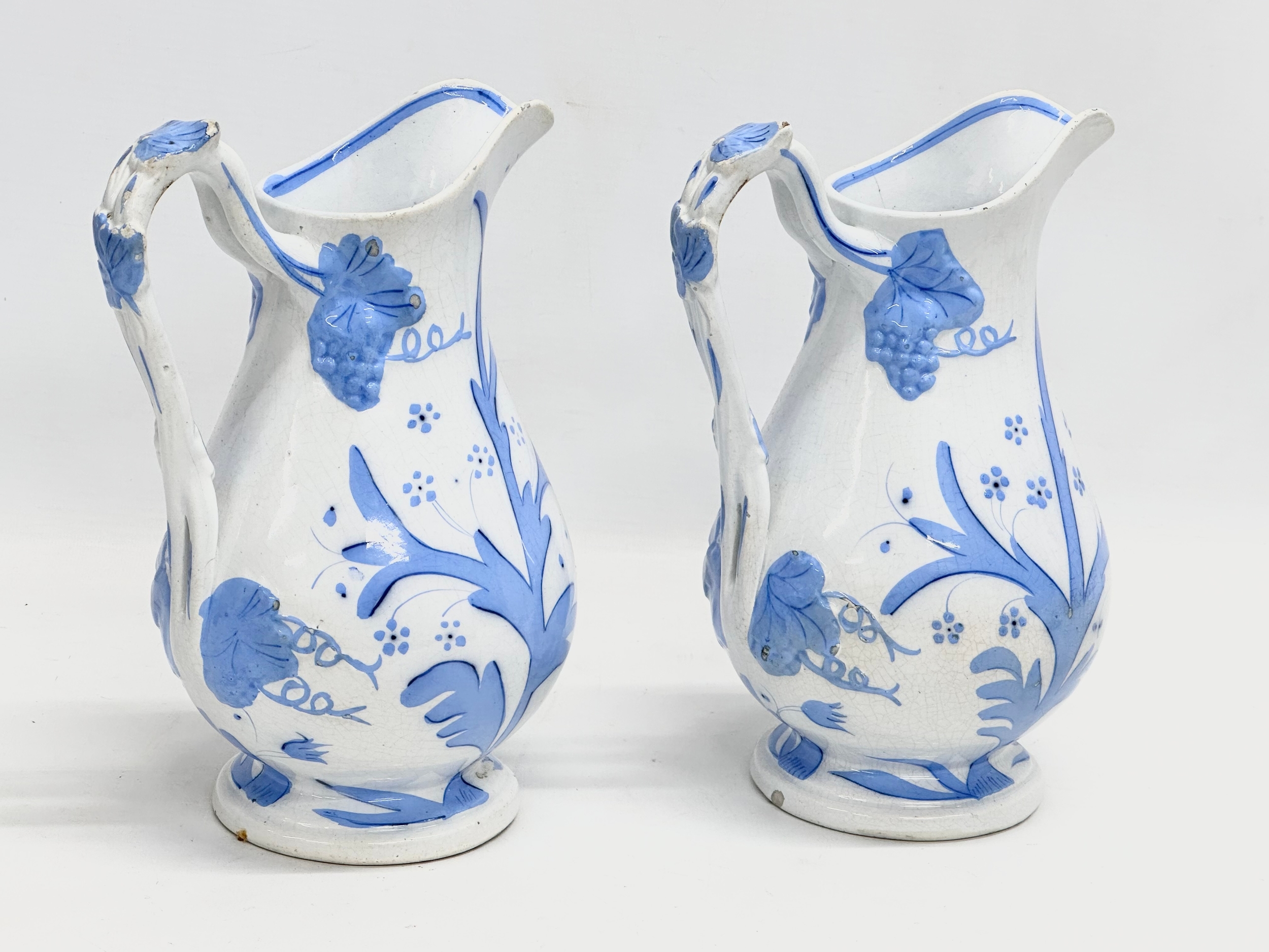 A pair of Late 19th Century Scottish baluster water jugs. 14x23cm - Image 2 of 6