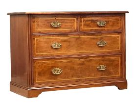 A Late Victorian inlaid walnut chest of drawers. Circa 1890-1900. 107x53x77cm