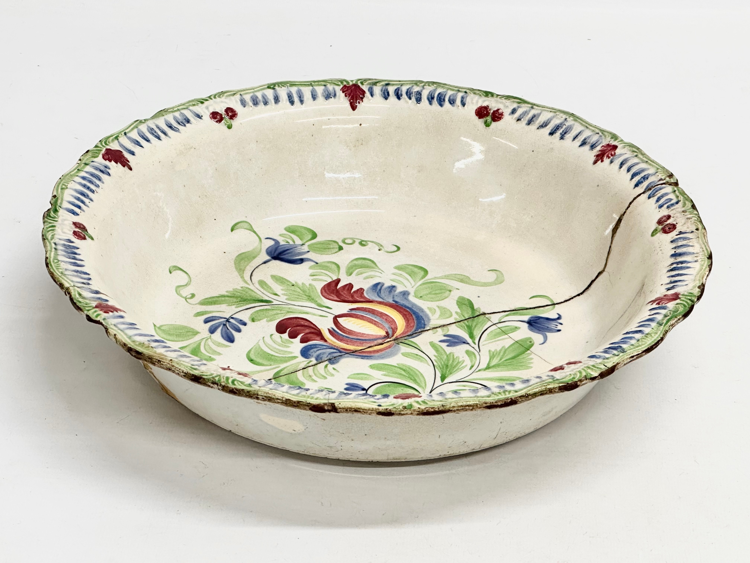 A collection of early/mid 19th century earthenware pottery. Large Italian bowl 30x6.5cm, circa - Image 6 of 15