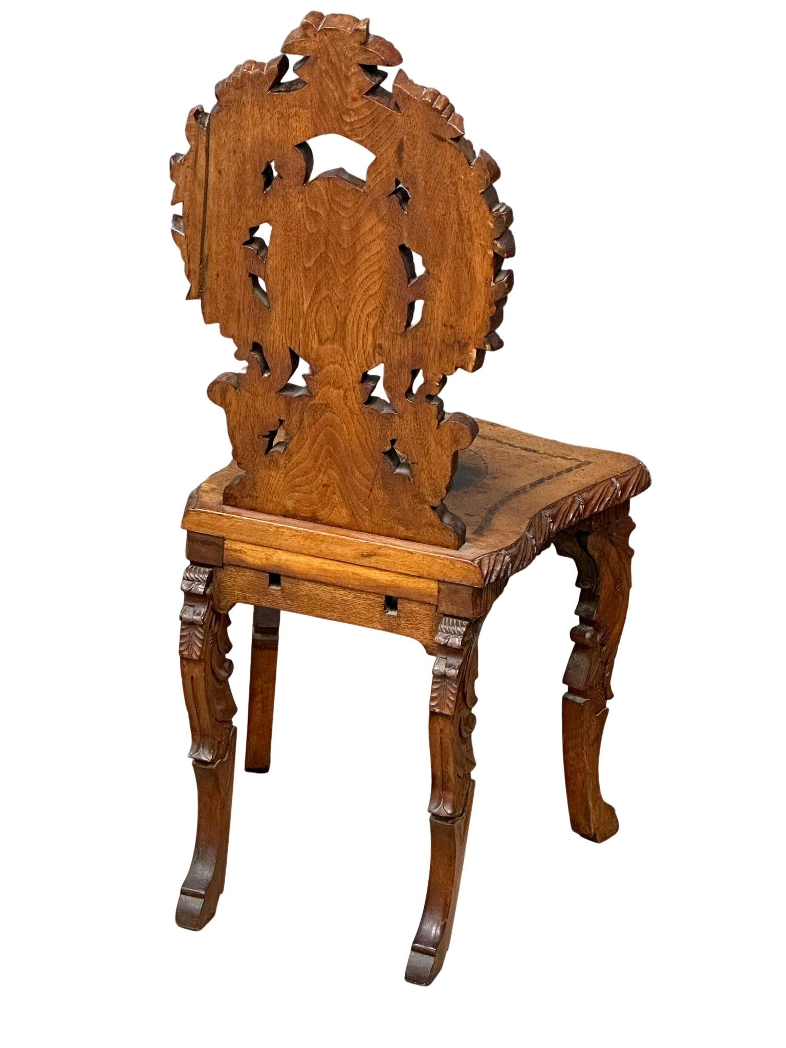 A late 19th century Black Forest hall chair, circa 1860/1880. - Image 3 of 6