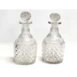 A pair of early 19th century Irish 3 ring glass decanters. Circa 1820-1840. 26cm