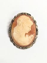 A silver cameo brooch, stamped 800.