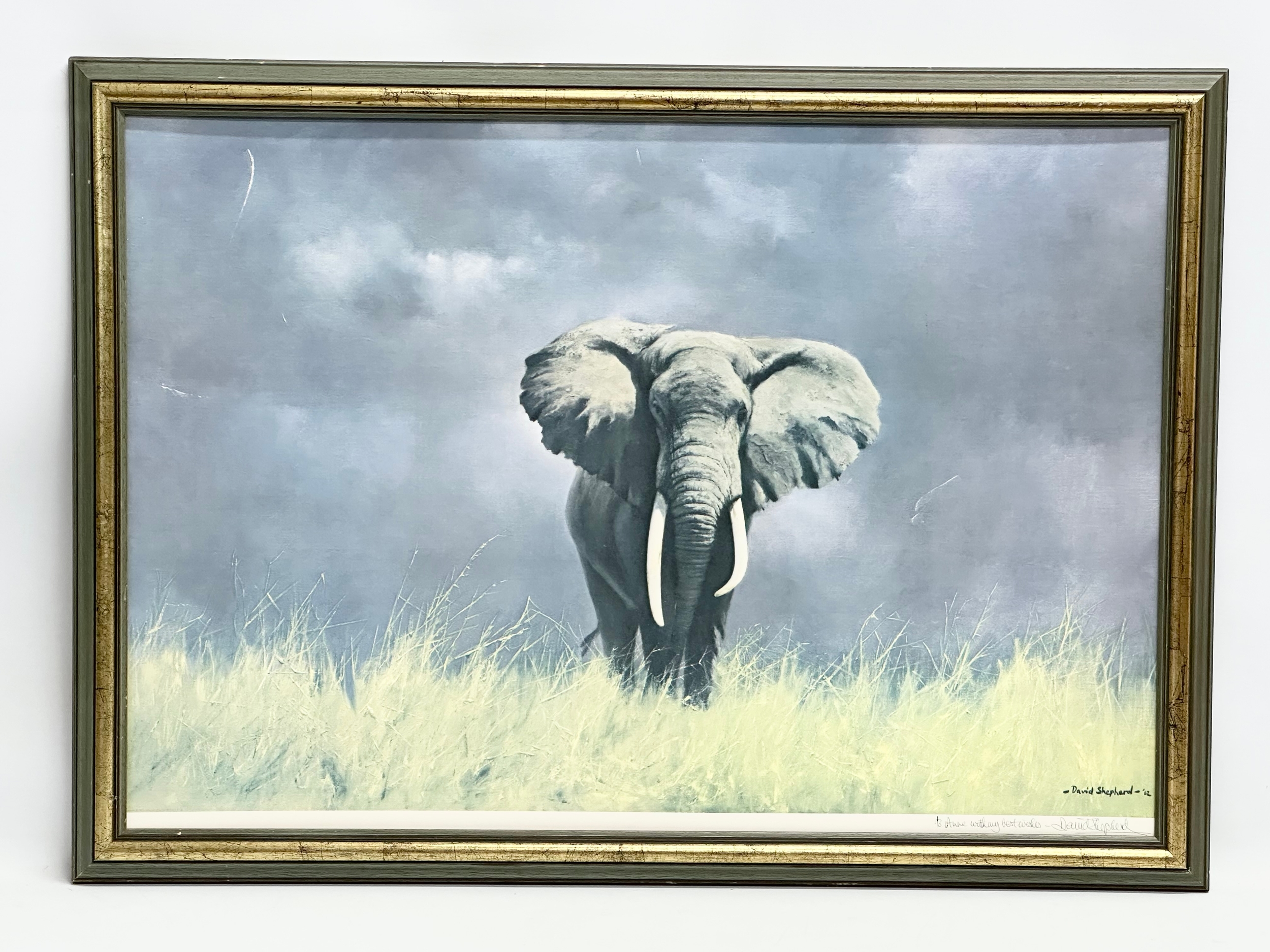 A signed ‘Wise Old Elephant’ print by David Shepherd. 83.5x60cm