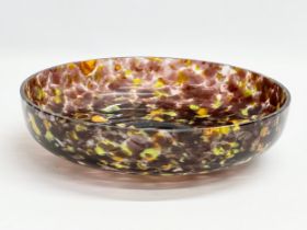 A large Early/Mid 20th Century Spatter Glass bowl. Probably by Franz Welz. 29x7.5cm.