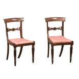 A pair of good quality William IV rosewood bar back chairs. Circa 1830.