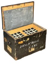 A large 19th century Connaught Rangers campaign travel trunk. Lt Col J.C. Haslett. 91x57x62cm