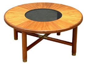 A G-Plan Mid Century teak ‘Sunburst’ coffee table with smoked glass top. 96.5x45cm