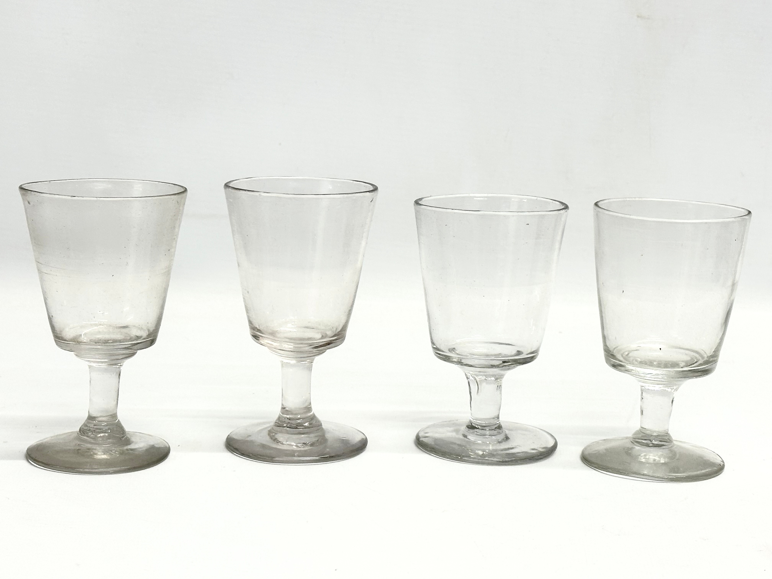 4 19th century Victorian glass rummers. Circa 1850-1870. 11.5cm. 10.5cm.