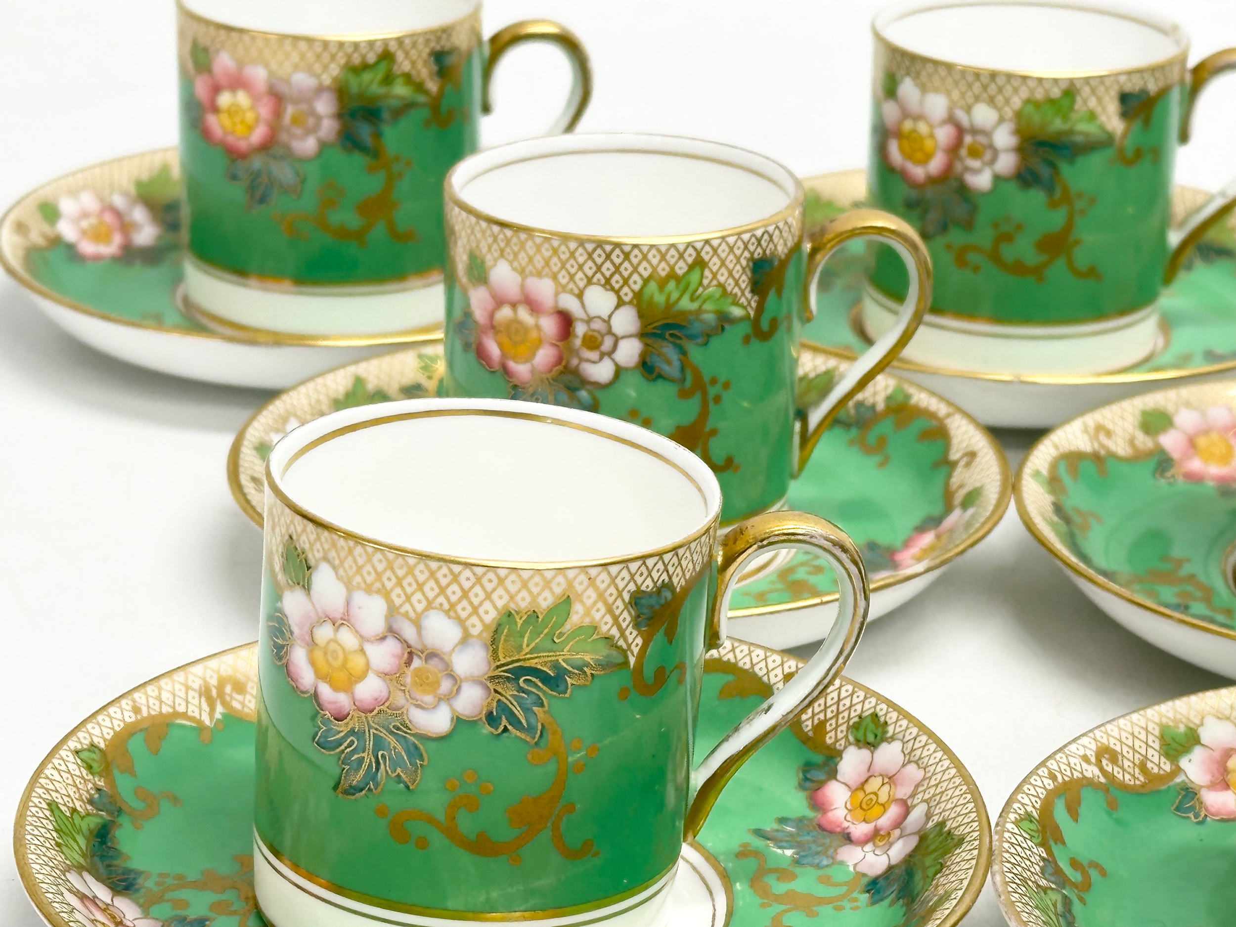 A 14 piece Crown Staffordshire coffee service. - Image 3 of 8