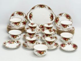 42 pieces of Royal Albert ‘Old Country Roses’ tea ware. Cake plate, 22 sandwich plates, 5 sugar