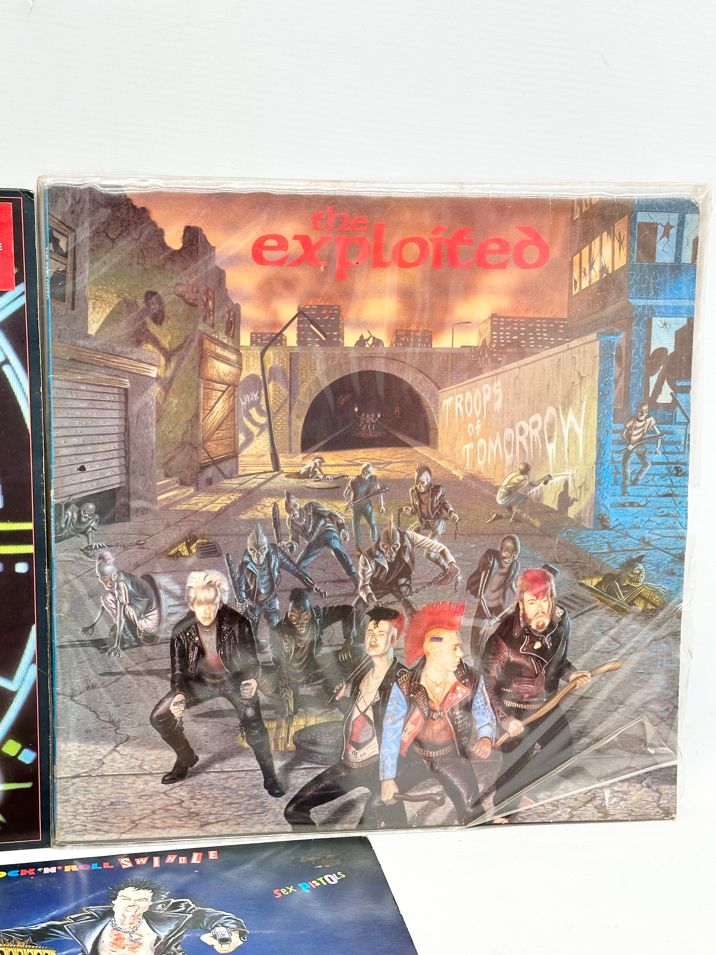 A collection of vintage LP, Vinyl Records. Def Leppard Hysteria. Sex Pistols Flogging a Dead - Image 2 of 6