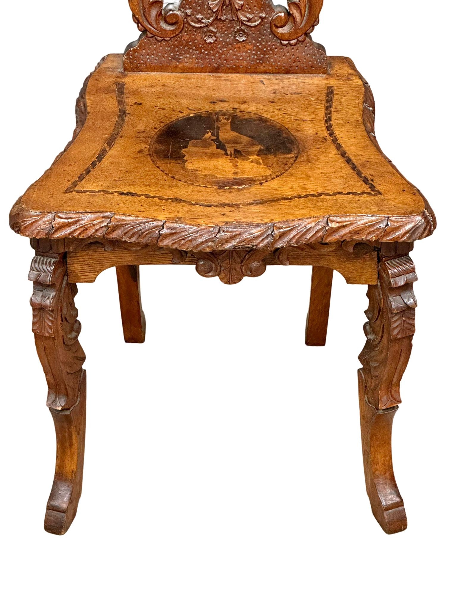 A late 19th century Black Forest hall chair, circa 1860/1880. - Image 4 of 6