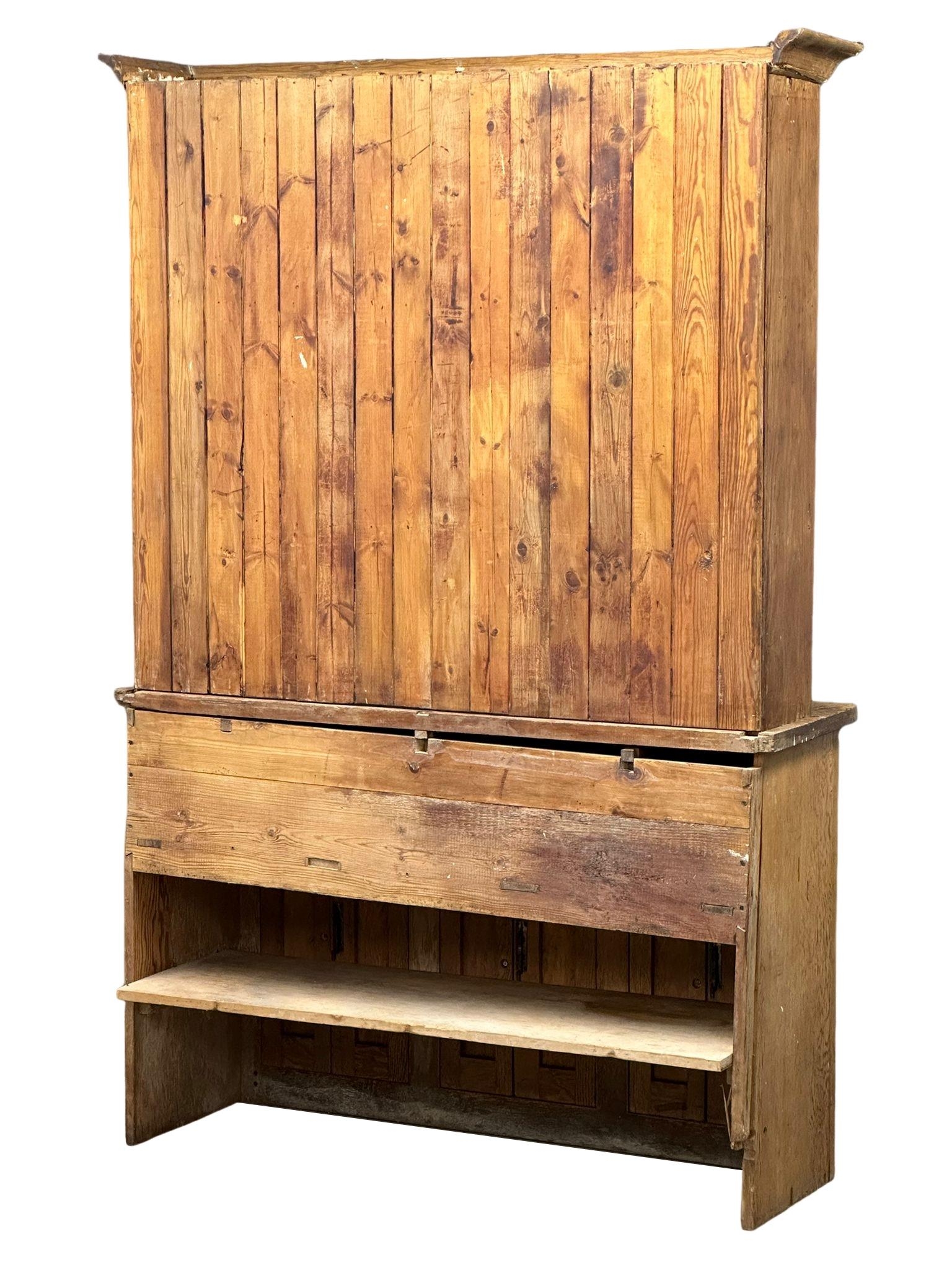 A large Late 19th Century Victorian pine kitchen dresser. 144x48x221cm - Image 7 of 8