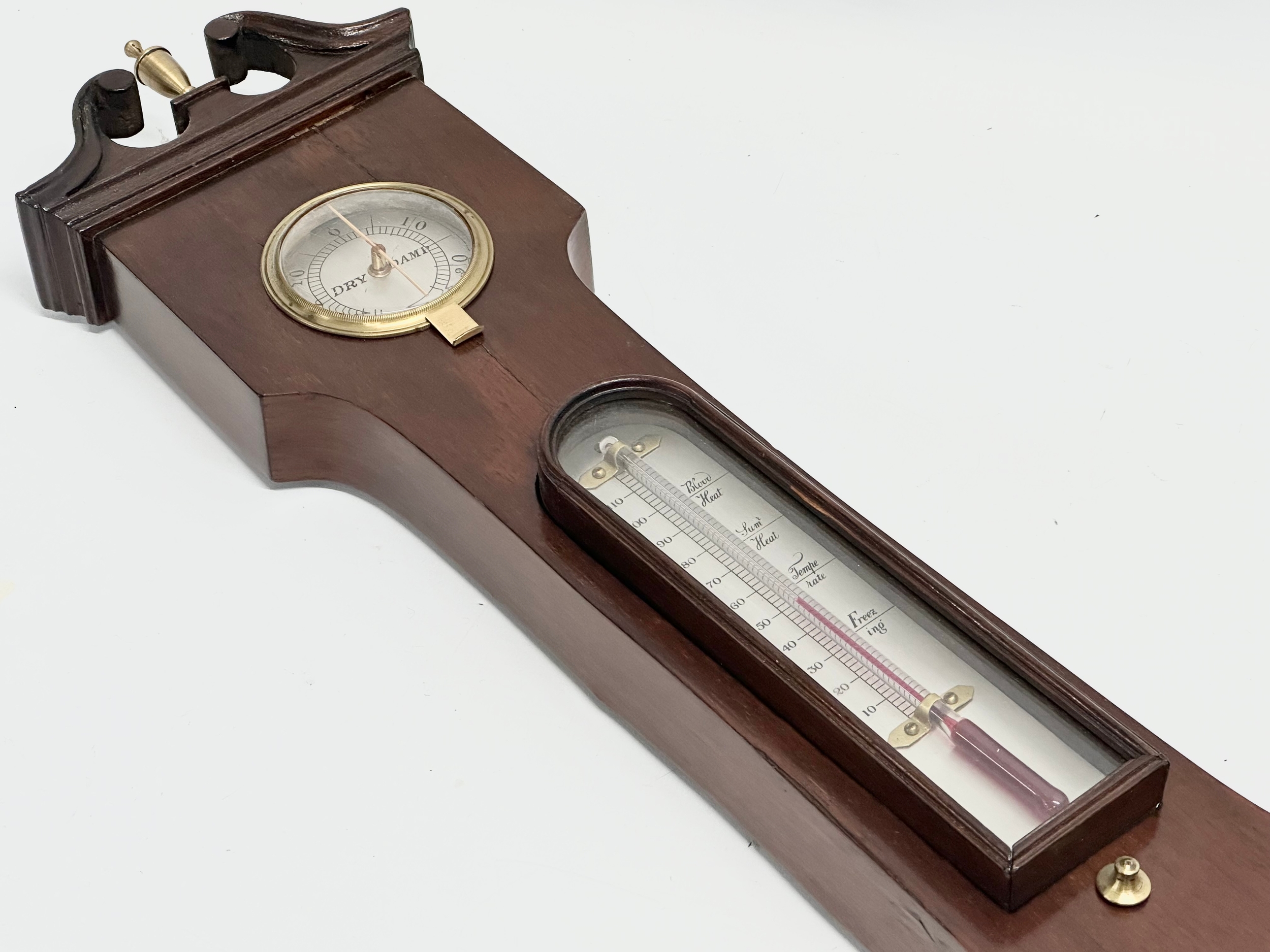 An early 20th century George III style mahogany barometer with later alterations and convex mirror - Image 4 of 4