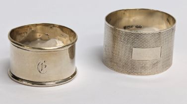 2 early 20th century silver napkin rings. Birmingham, 1910 & 1937. 39.9g