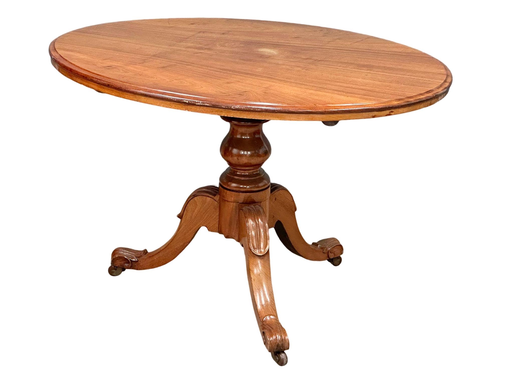 A Victorian mahogany tilt top breakfast table. 112x88x74cm(1)