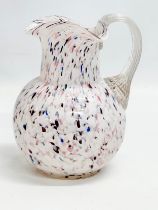 A Late 19th Century Bohemian Spatter Glass jug. 13x12x17cm