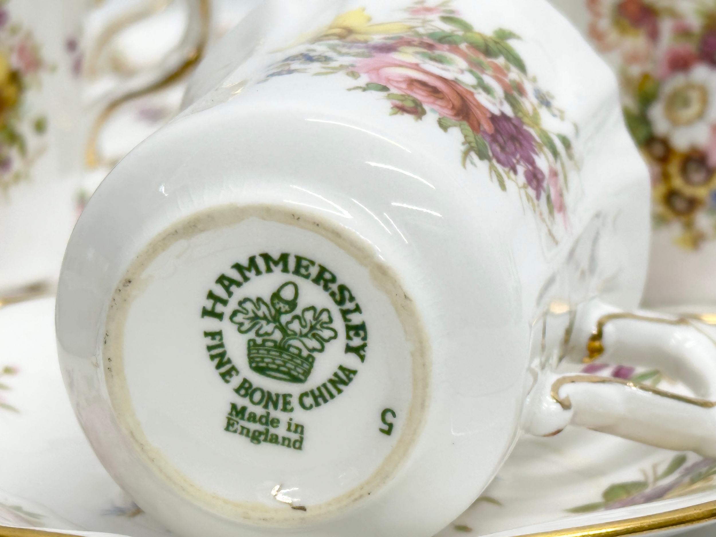 3 part coffee services. A Royal Crown Derby Posies sugar bowl and sieve. 7 piece Royal Worcester ‘ - Image 6 of 9