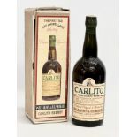 A bottle of Carlito Amontillado Sherry with box. Produced Shipped & Bottles by Williams & Humbert.