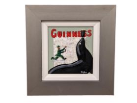 An oil painting on board, "Guinness" by Bofan. 18cm x 19cm, 34.5cm x 35.5cm frame