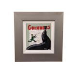 An oil painting on board, "Guinness" by Bofan. 18cm x 19cm, 34.5cm x 35.5cm frame