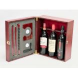 A Wine & Golf gift box. Containing Jacob’s Creek, Calvet Prestige, Black Lebel Red. 36x32x15cm