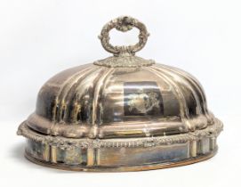 A Late 19th Century ornate silver plate food cover. 38x29x27cm