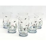 A set of 6 Mid Century hand painted drinking glasses. 1950-1970. 7.5x11.5cm