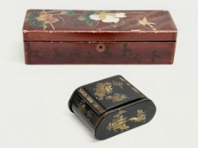An Early 20th Century Japanese style lacquered cigarette box with an Early 20th Century Japanese