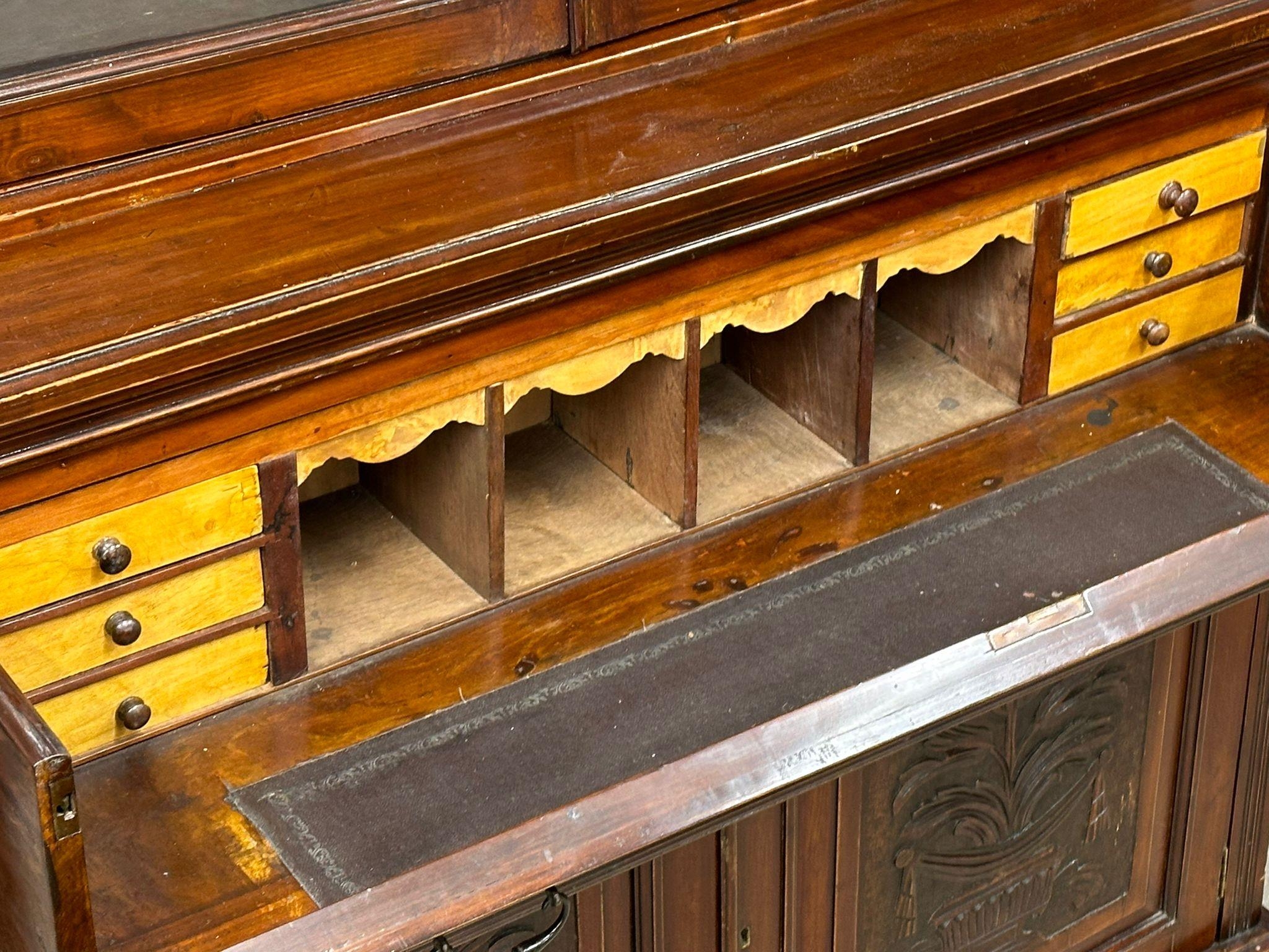 A large late Victorian mahogany secretaire bookcase, circa 1890. 120x44x217cm 11 - Bild 5 aus 5