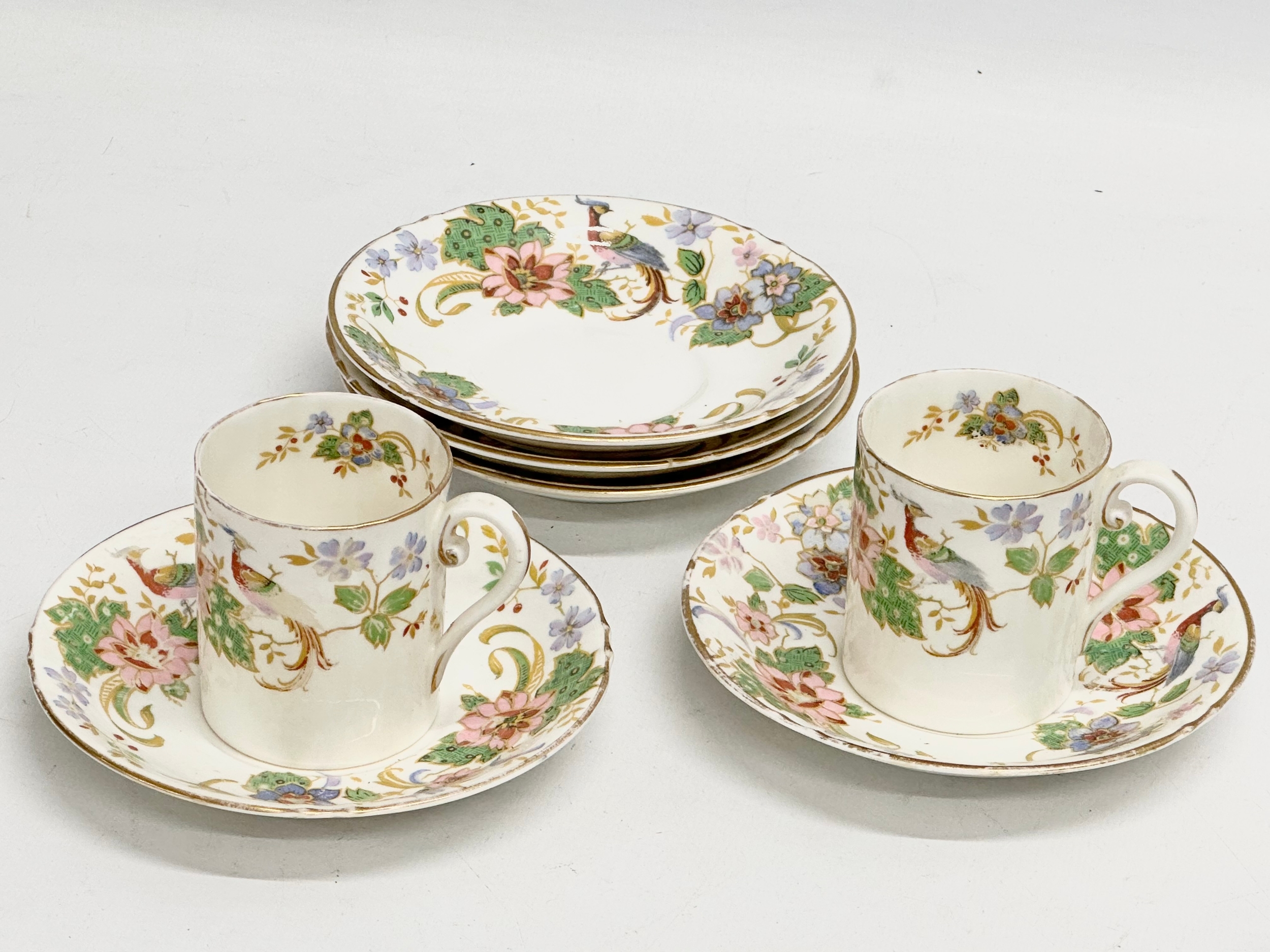 3 part coffee services. A Royal Crown Derby Posies sugar bowl and sieve. 7 piece Royal Worcester ‘ - Image 8 of 9