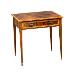 A Sheraton style inlaid mahogany side table with drawer. 75x60x77cm