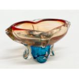 A mid 20th century Art Glass bowl. Open pontil. Possibly Bohemian. 17x11.5x8cm