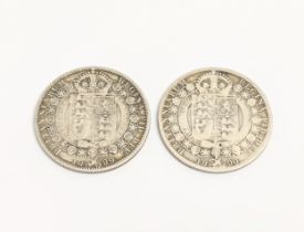 2 Victorian silver Half-Crowns, 1889 & 1890. Total weight 27.4g