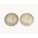 2 Victorian silver Half-Crowns, 1889 & 1890. Total weight 27.4g