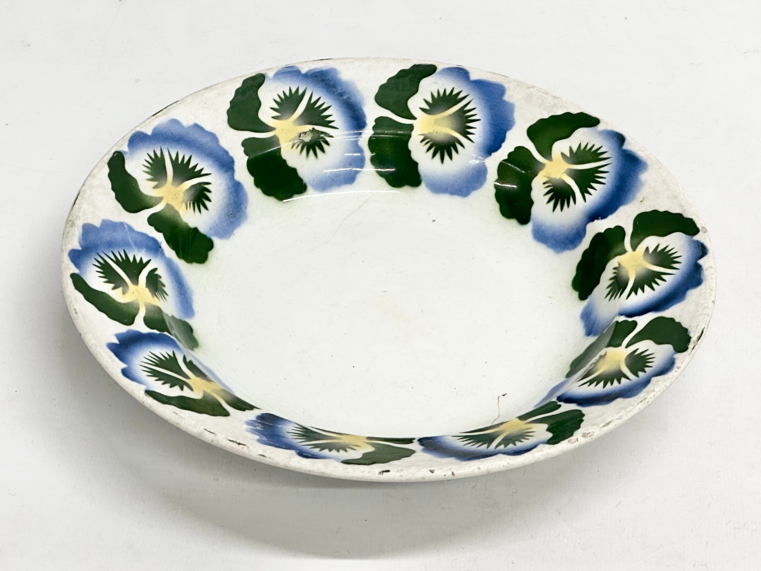 A collection of early/mid 19th century earthenware pottery. Large Italian bowl 30x6.5cm, circa - Image 9 of 15