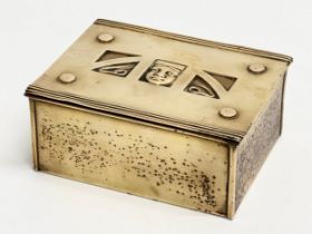 Carl Deffner. A Late 19th Century Art Nouveau brass cigarette box designed by Carl Deffner. Circa