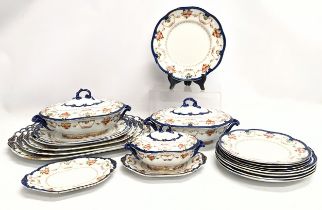 A 19 piece late 19th century Ridgways 'Louvre' Royal Semi Porcelain dinnerware, circa 1890s.