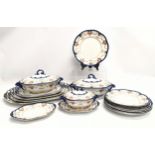 A 19 piece late 19th century Ridgways 'Louvre' Royal Semi Porcelain dinnerware, circa 1890s.