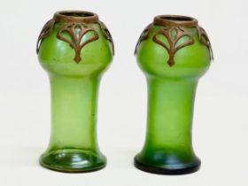 A pair of Late 19th/Early 20th Century Art Nouveau Bohemian iridescent glass vases. By Loetz, Kralik