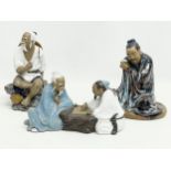 3 vintage Chinese Mudman figures.