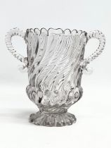 A Late 19th Century Edward Moore & Co pressed glass 2 handled vase. Circa 1885-1895. 21x13x19cm