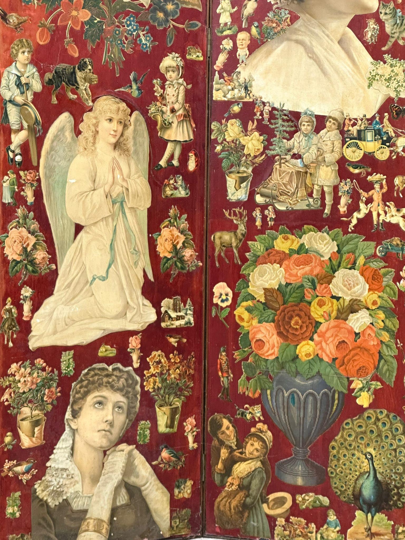 A large Late 19th Century patchwork room divider screen. 181x203cm - Image 3 of 13