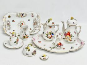 A Herend ‘Market Garden’ hand painted porcelain part tea service. Early and Mid 20th Century.